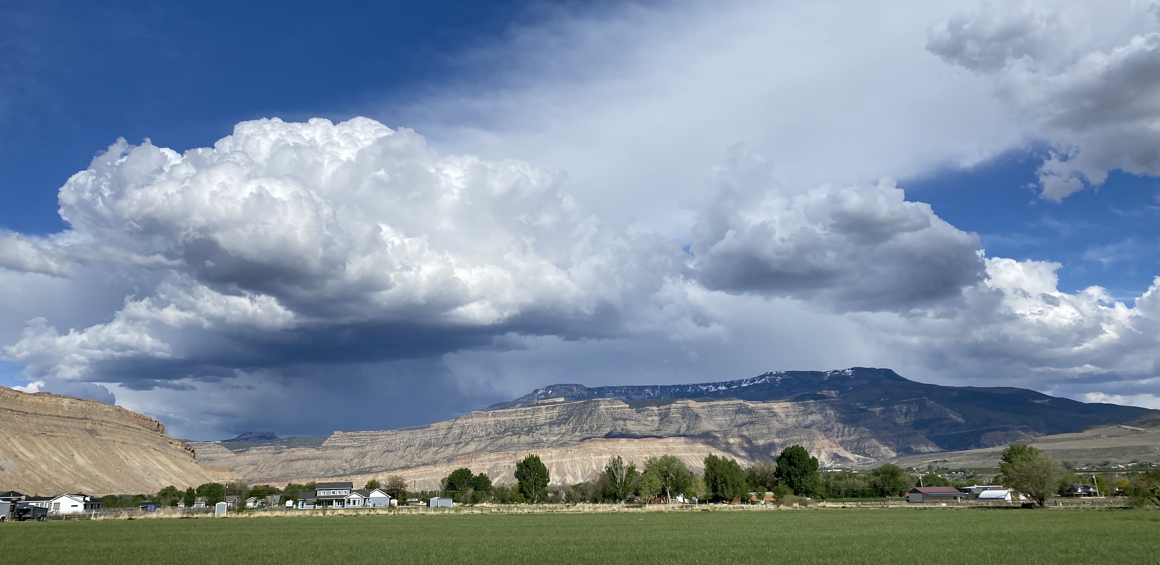 A cloudy day in the Grand Valley, view of Grand Mesa from Palisade